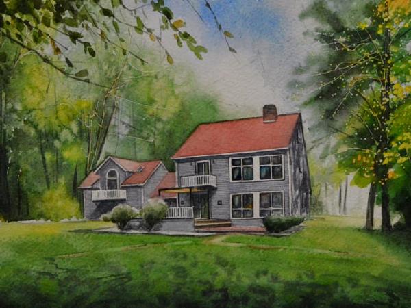 Custom of a house in Sewickley, 38cm x 28cm, 2020