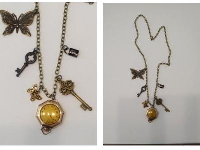 Gold tone watch pendant necklace  $40