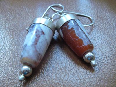 12-013 Sterling and Fire Agate Earrings 