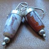 12-013 Sterling and Fire Agate Earrings 