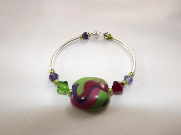 B-106 green & purple Kazuri bead bracelet