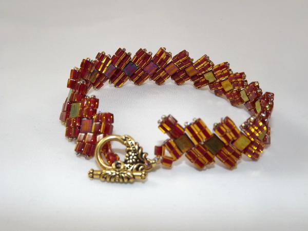 B-91 rootbeer & tila bead bracelet