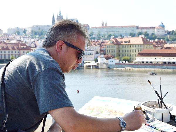 Plein air view of Prague-CZECH REPUBLIC, 28cm x 38cm, 2018