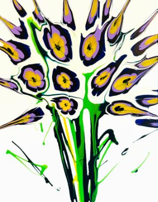 Purple Flowers on White  16x20 Acrylic on Canvas