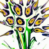 Purple Flowers on White  16x20 Acrylic on Canvas