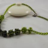 N-38 Shades of Olive Green Beaded Bead Necklace