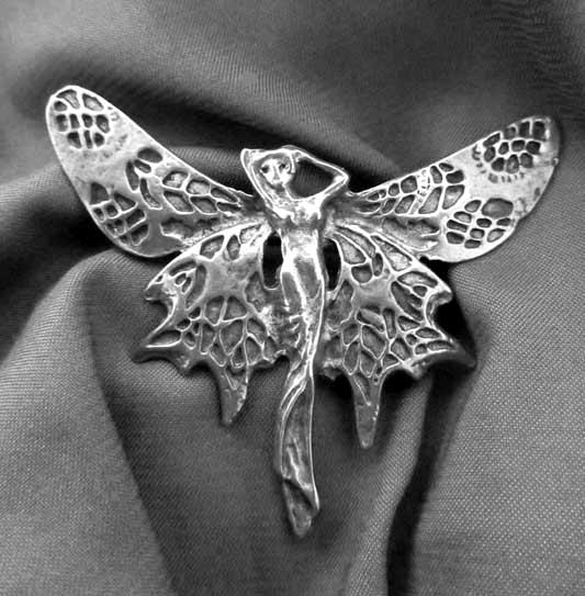 Fairy Art Nouveau brooch fairy pin vintage jewelry design 
