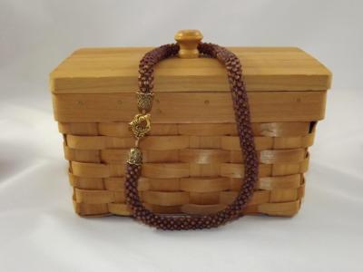 N-30 Cocoa Brown AB Crocheted Rope Necklace N-30 Cocoa Brown AB Crocheted Rope Necklace