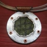 14-071 Copper, Sterling and Tilapia Leather Pendant