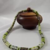 N-26 Shades of Green Bead Tube Necklace