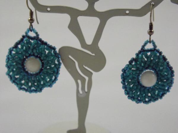 E-19 Turquoise Beaded Medallion Earrings