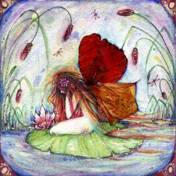 Fairy Pond art print of a fairy by Liza Paizis