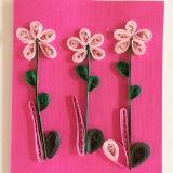Pink Flowers 2 quilled greeting card
