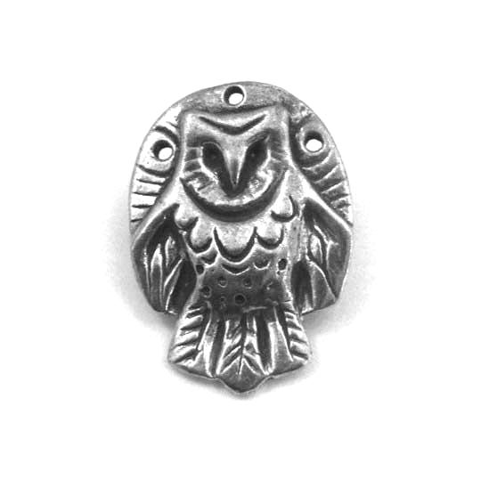 Owl pewter pin barn owl brooch original artisan totem owl jewelry