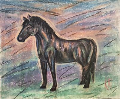 Black Horse Contours in Pastels