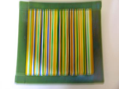 Green and multi stripe plate