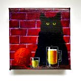 BLACK CAT DRINKING WITH HIS THERAPIST
