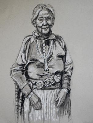 Native American Woman with Silver Belt
