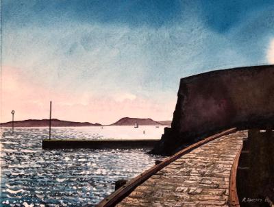 Salerie harbour, watercolour, 30cm x 25cm.