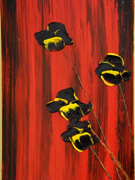 Flowers on Primary Color Series (1 of 3) 15 X 30 Acrylic on Canvas board Embellished prints available 