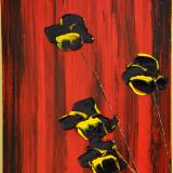 Flowers on Primary Color Series (1 of 3) 15 X 30 Acrylic on Canvas board Embellished prints available 