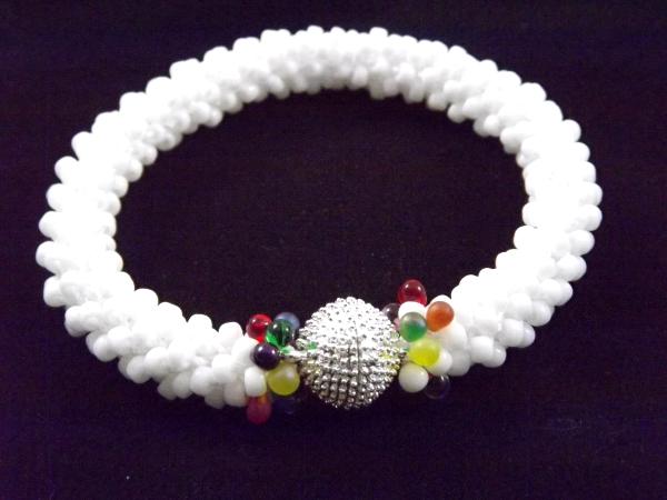 B-77 white crocheted rope bracelet