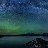 Crater Lake Solstice Milky Way Panorama (click for full width)