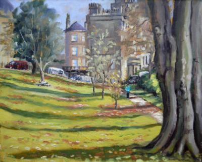 Somerset Gardens, Bath, 10x8 ins, oils Somerset Gardens, Bath, 10x8 ins, oils