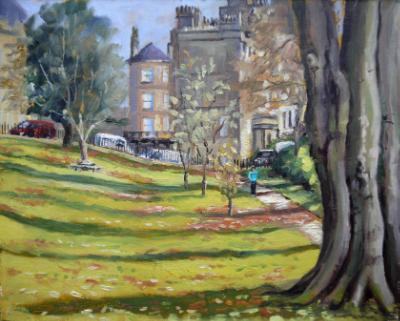 Somerset Gardens, Bath, 10x8 ins, oils