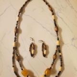 Various shades of Agate stone with Wooden and Imitation Amber beads