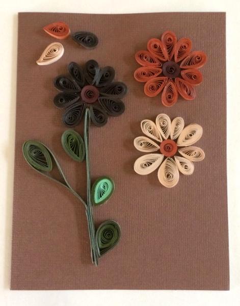 Brown flowers quilled greeting card