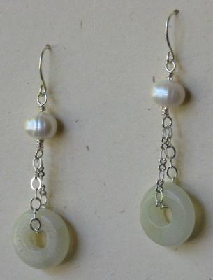 Chained Serpentine and Pearl Earrings Chained Serpentine and Pearl Earrings