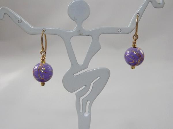 E-37 Lavender & Gold Ball Earrings