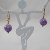 E-37 Lavender & Gold Ball Earrings