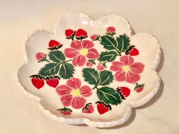 Pink and Strawberry Scalloped Plate