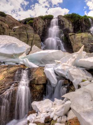Melting Snow at Timberline Falls Melting Snow at Timberline Falls