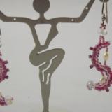 E-63 Mauve S-Shaped Beaded Earrings with Pearls