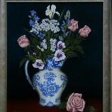 Blue & white jug with flowers - SOLD