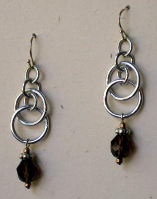 Aluminum Chainmaille and Glass Earrings Aluminum Chainmaille and Glass Earrings