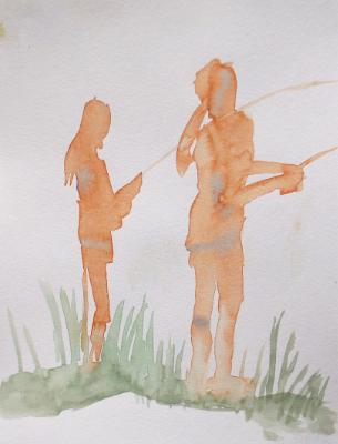 Two Girls Fishing