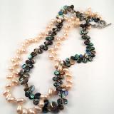 Abalone and Pearls Double Strand Necklace
