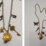 Gold watch and charms necklace