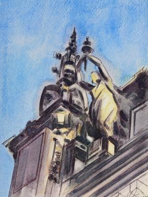 Plein air watercolor painting of a sculptural element, 25cm x 35cm, 2018 Plein air watercolor painting of a sculptural element, 25cm x 35cm, 2018