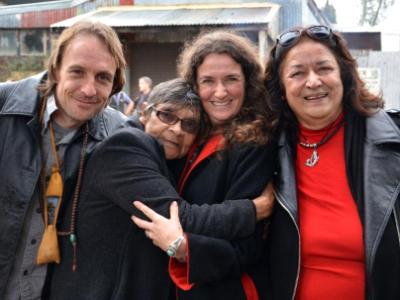 At Moolana Yakama with Liam Kelly, Aunty Rochelle Patten and Aunty Mine Mace - photo Clare McCellanad At Moolana Yakama with Liam Kelly, Aunty Rochelle Patten and Aunty Mine Mace - photo Clare McCellanad