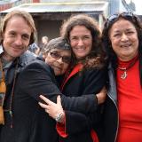 At Moolana Yakama with Liam Kelly, Aunty Rochelle Patten and Aunty Mine Mace - photo Clare McCellanad