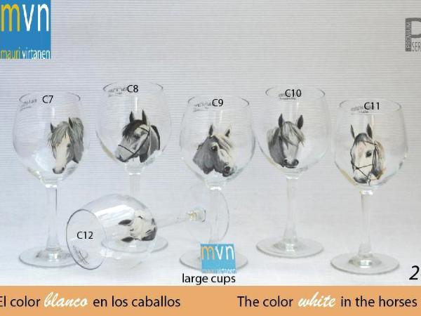 Set of handpainted glasses: WHITE HORSES