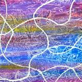 Abstract painting Entangled blue pink purple yupo squiggles art  