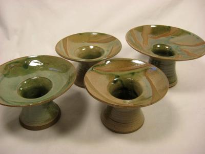 Asian Vases with Metallic Green Glaze Asian Vases with Metallic Green Glaze
