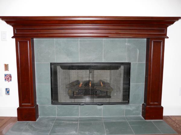 Custom solid alder fireplace mantle