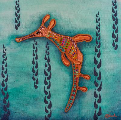 Weedy Sea Dragon Blue 30x30cm